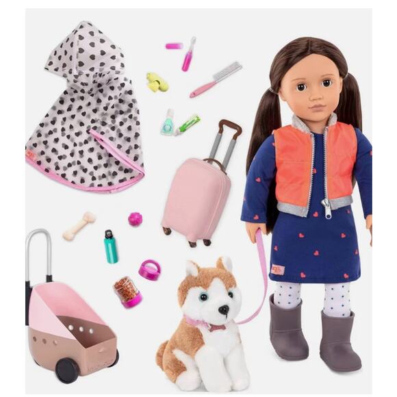 Our Generation Other - Our Generation Leslie 18" Doll & Pet Travel Bundle NWT